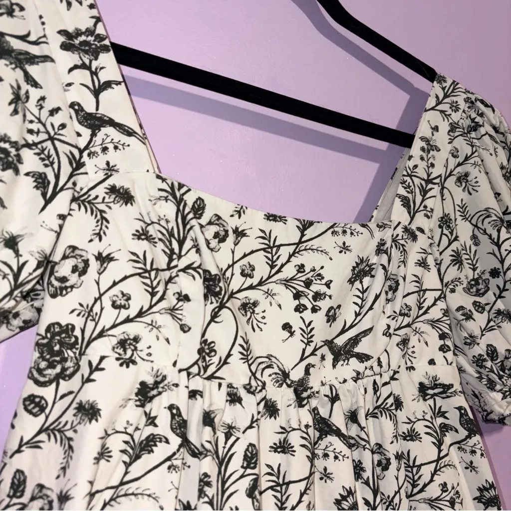 Laura Ashley x Urban Outfitters Penelope Toile Babydoll Mini Dress Women XS Bird - Image 5