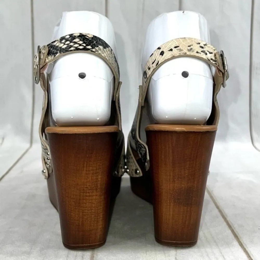 Womens Madden Girl Tan Snakeskin DRIIGS Cork Wedge Sandals - Image 4