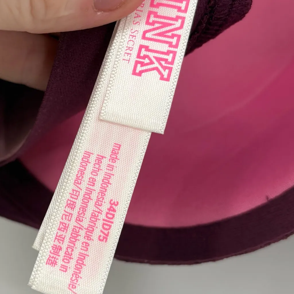 Pink vs wear everywhere push up bra purple‎ cheetah print 34D - Image 4