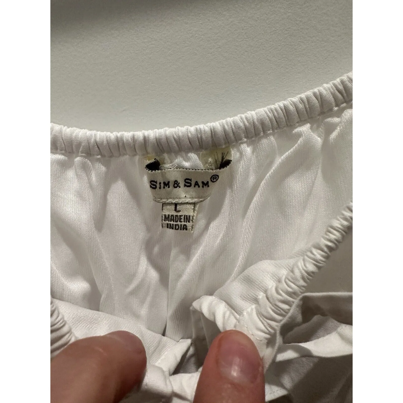 Women’s Sim & Sam White Knit Sundress  Size Large With Pockets - Image 2