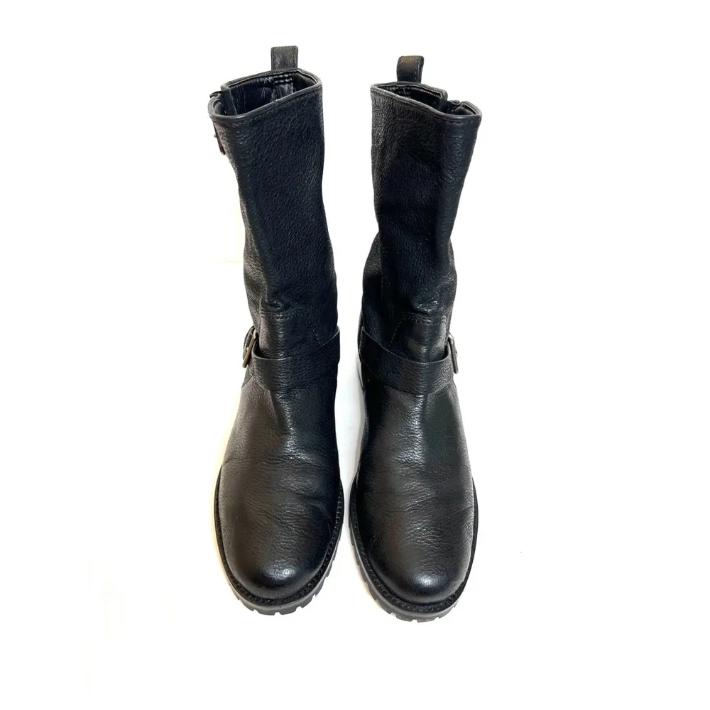 Cole Haan Hemlock Black Pebble Leather Buckle Moto Boots Sz 10 Women - Image 2