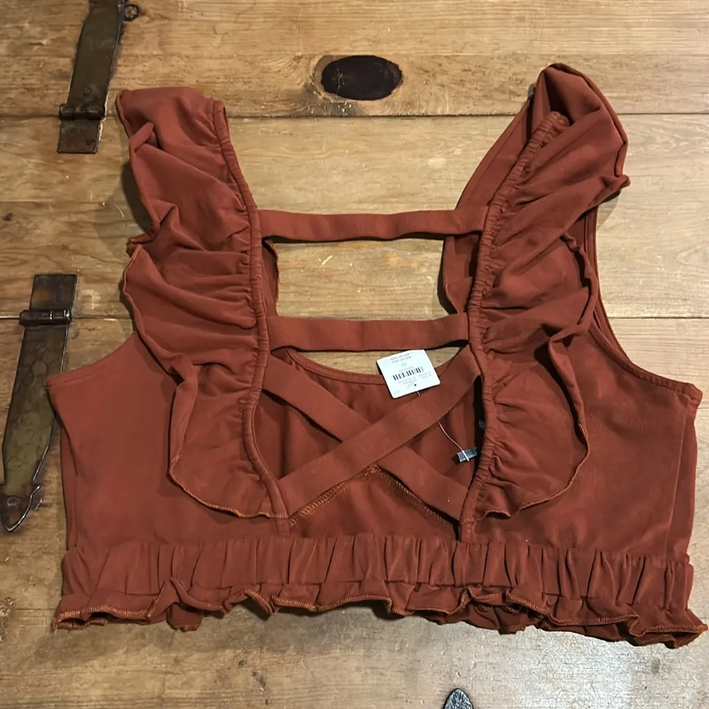 Woman Anthropology, crop crisscross back top Brown Size XL - Image 3