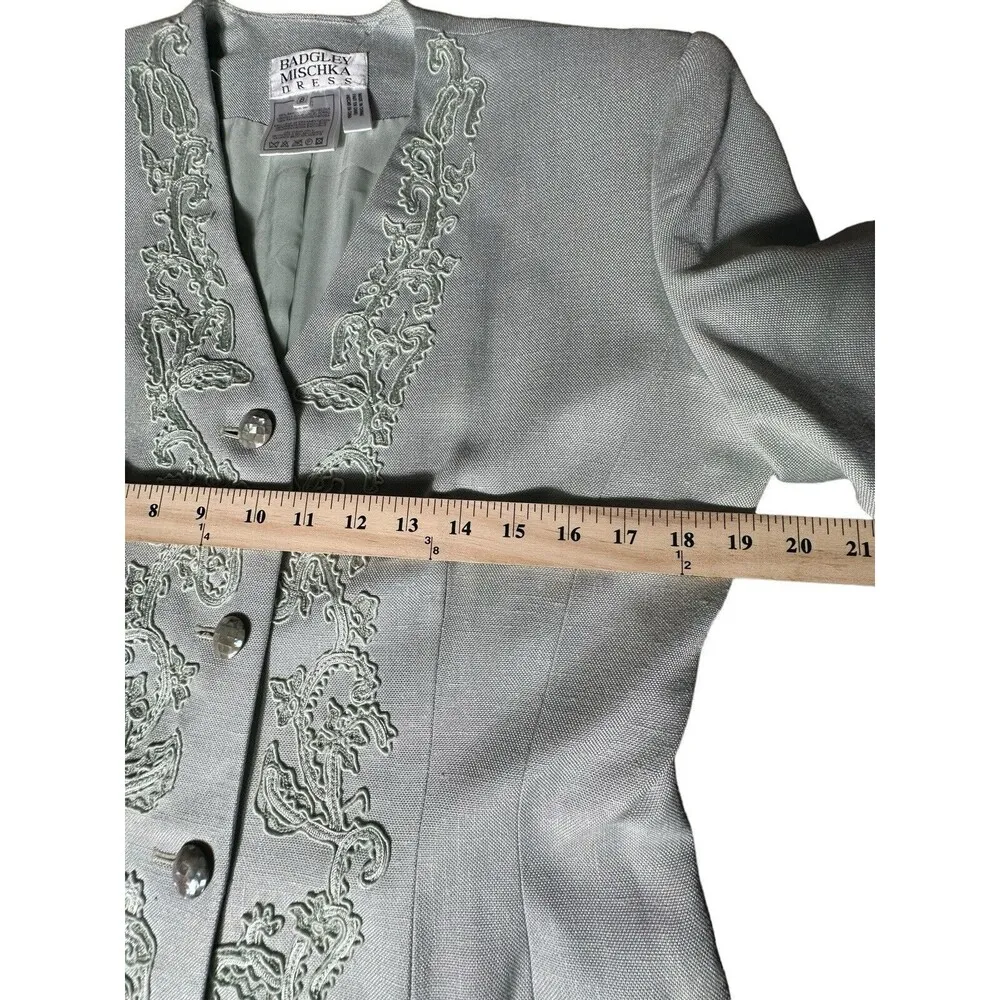 NWT Vintage Badgley Mischka Sz 8 Dress Suit Skirt Jacquard Deadstock Green #O6-8 - Image 9