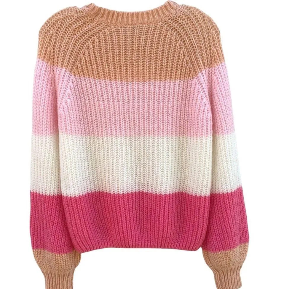 Willow Colorblock Balloon Sleeve Wool Blend Oversized Sweater - Image 3