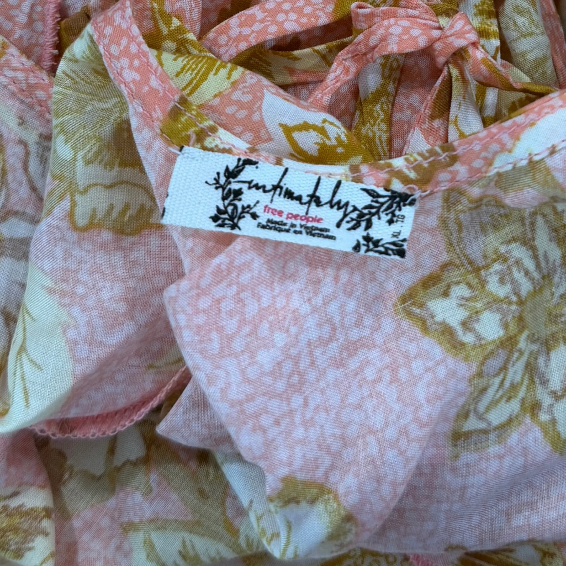 Free people Remind Me Maxi Slip Dress in Coral Combo Size XL - Image 7