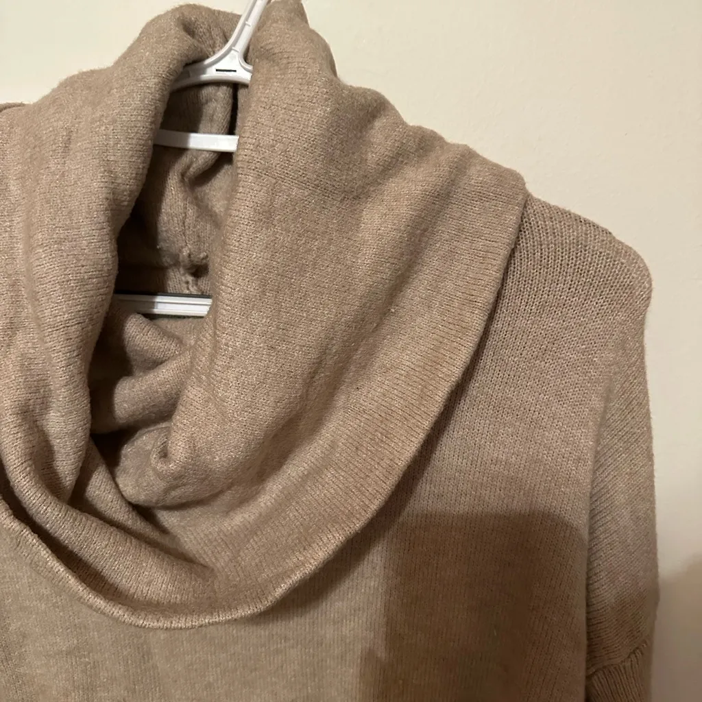 Cozy Tan Cowl Neck Sweater Size M - Image 2