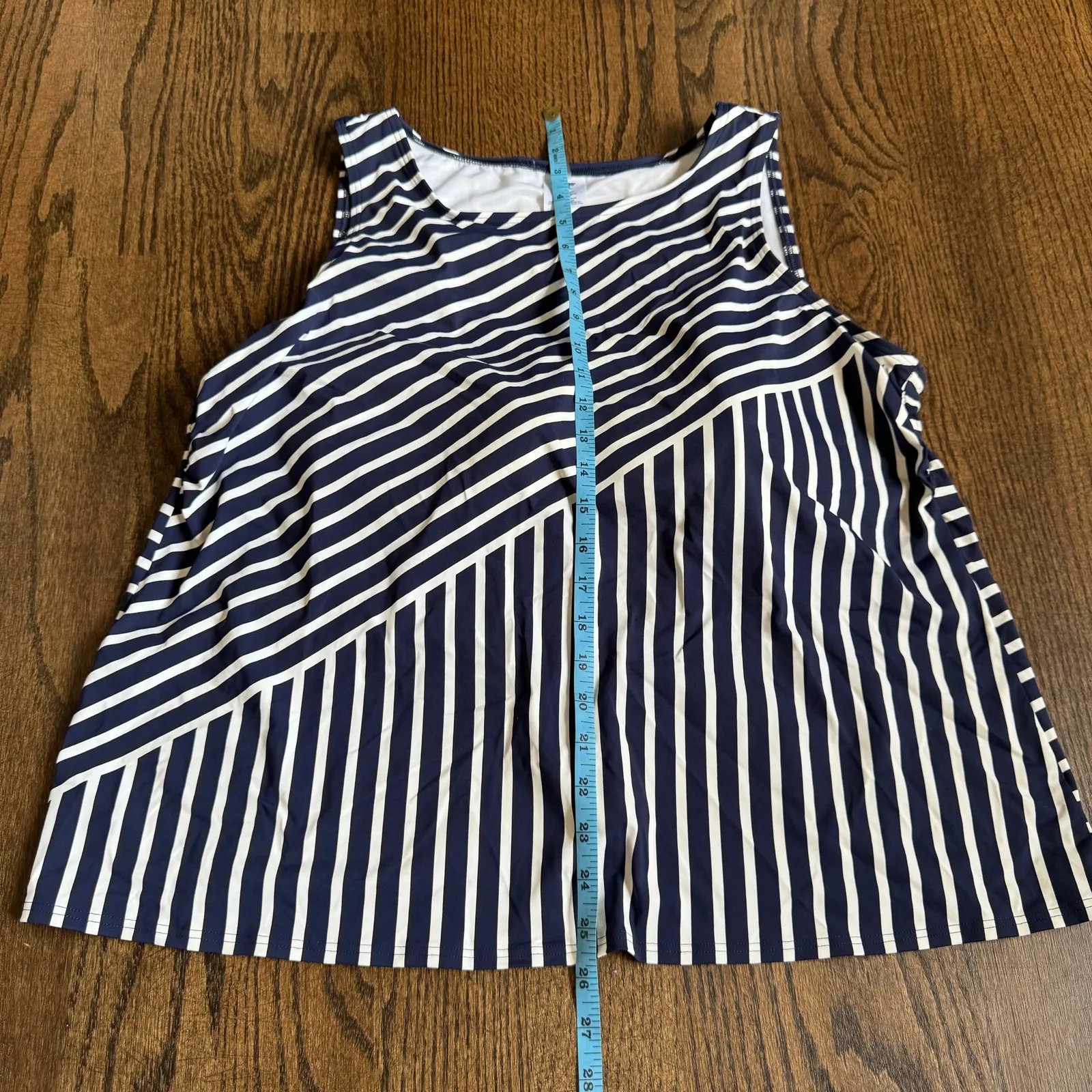 Lands End Womens Navy Blue White Striped Tankini Swim Suit Top Plus Size 22W - Image 6