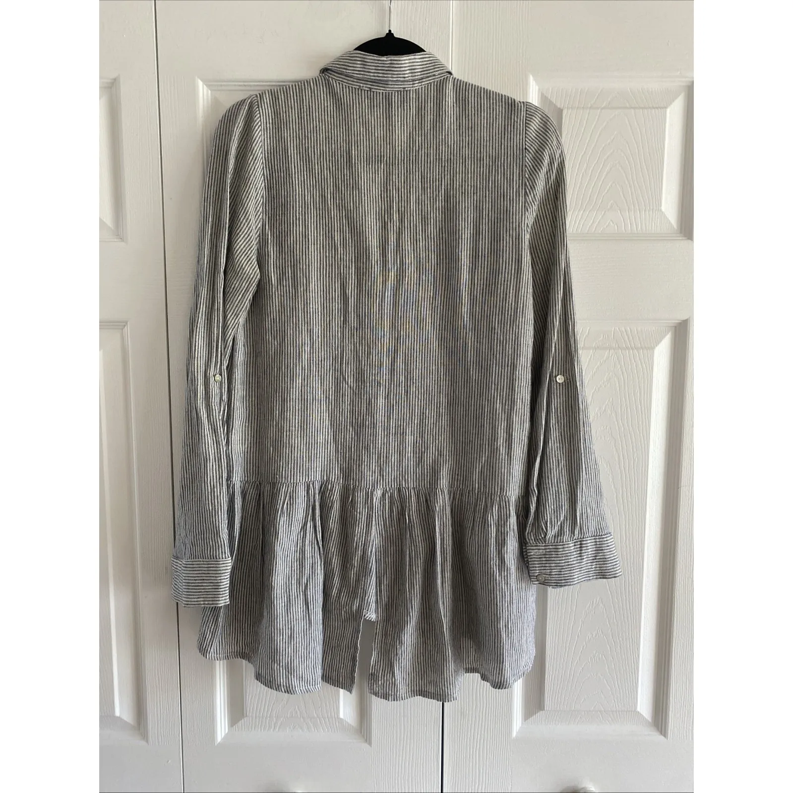 Sunday In Brooklyn Anthro Womens Small Gray Stripe Top Laggenlook Boho Flowy - Image 6