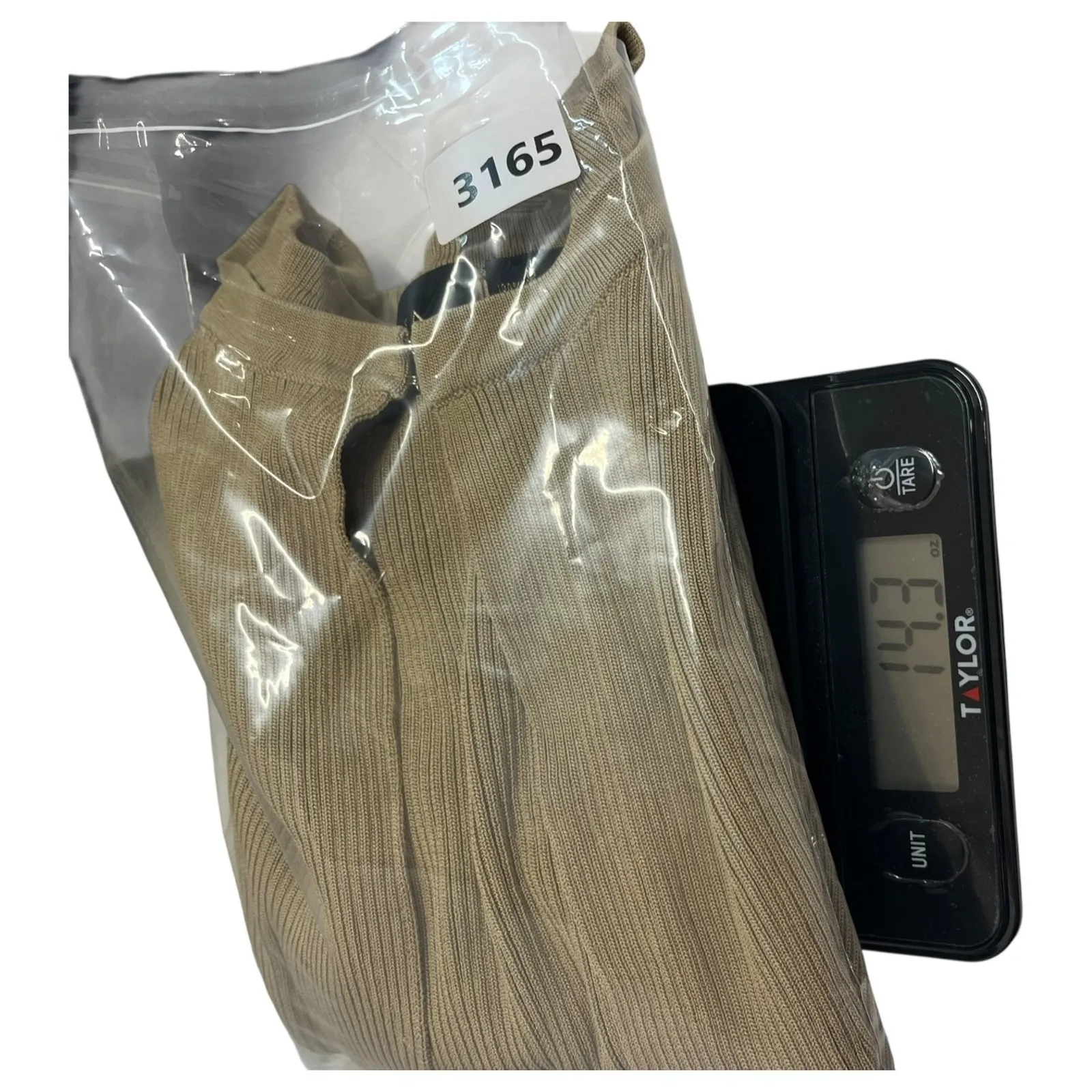 Dana Buchman Cardigan Sweater Womens Medium Tan Silk Ribbed 3/4 Sleeve Classic - Image 13