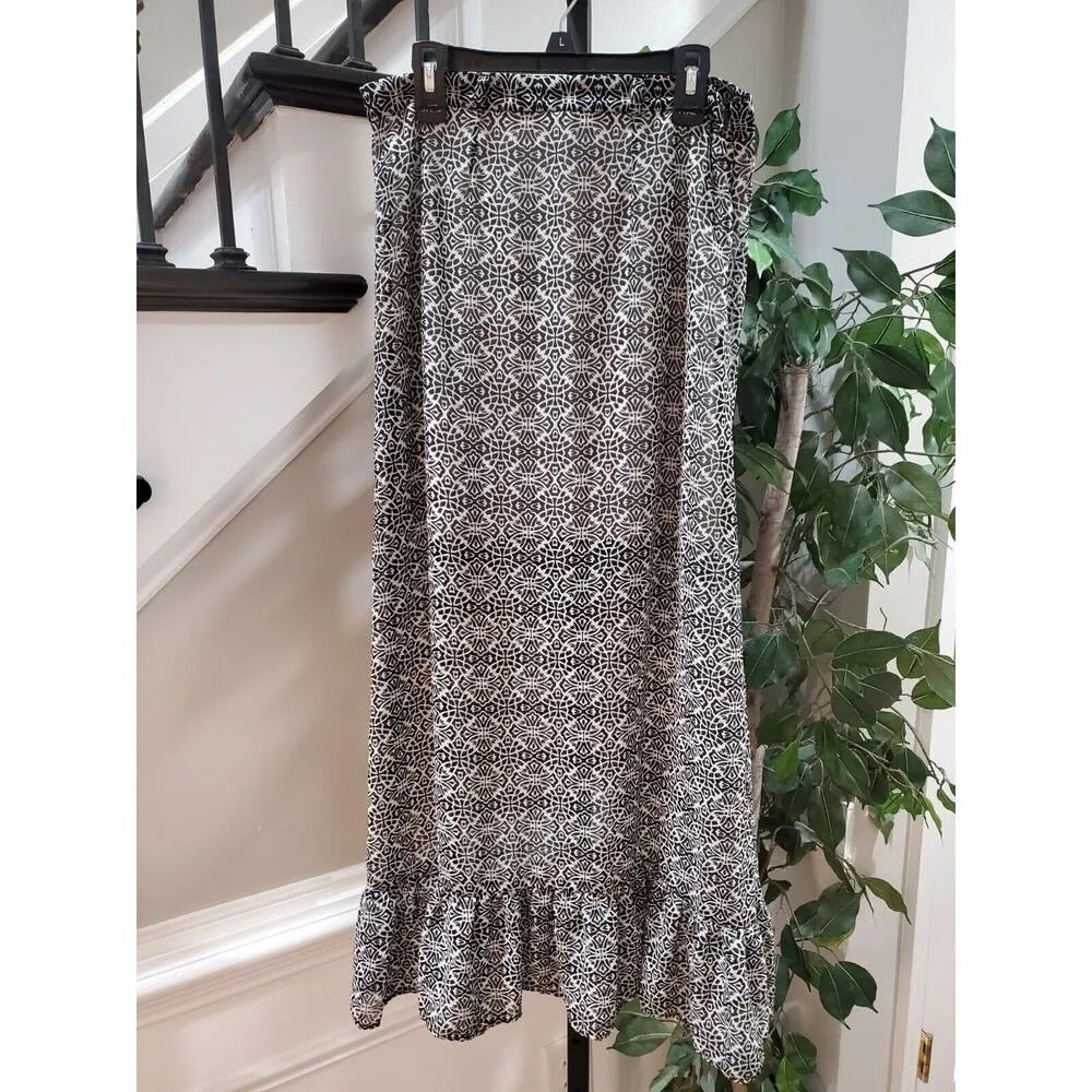 Heart Soul Women Brown Polyester Ruffle Comfort Elastic Waist Midi Skirt Size XS - Image 10