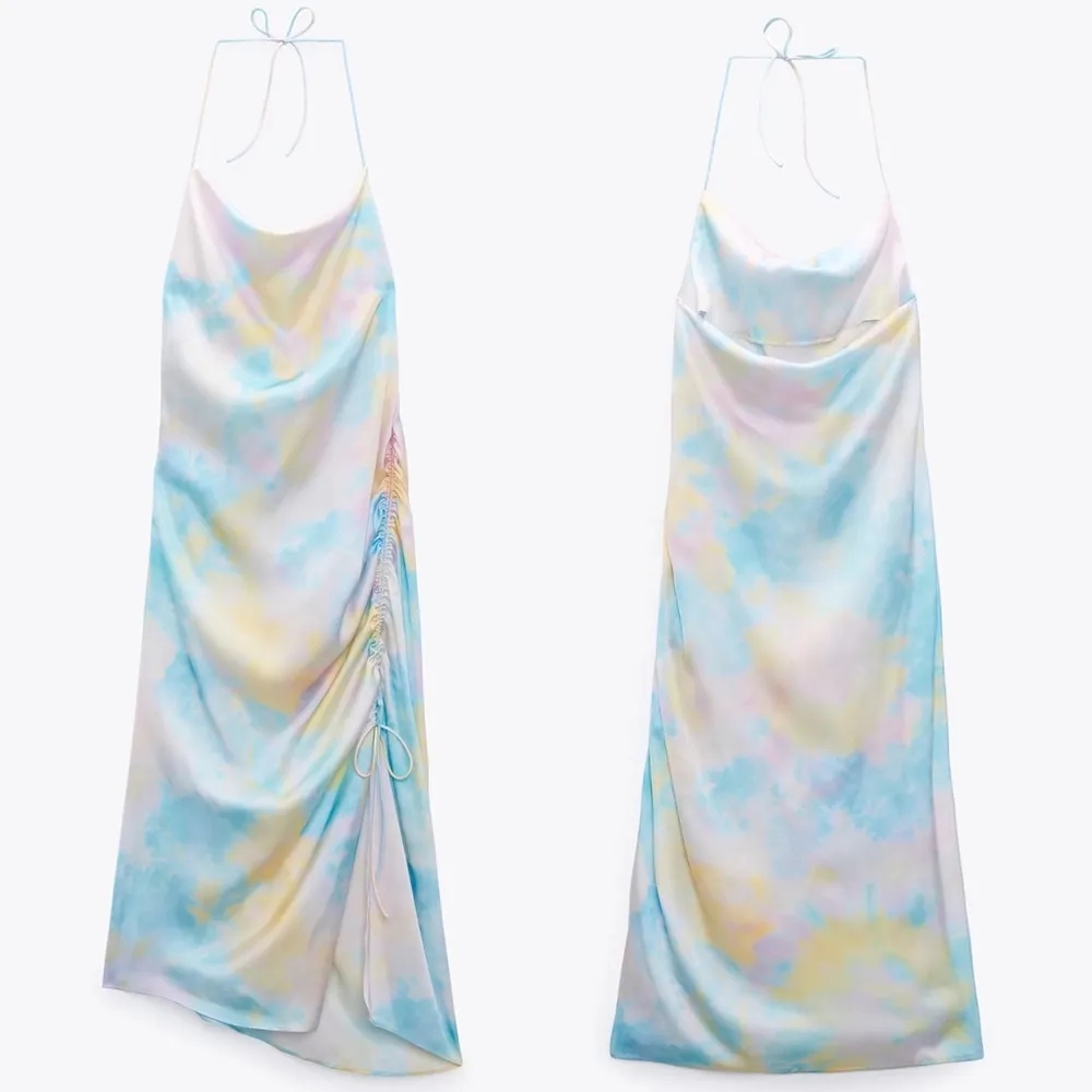 Zara TIE DYE SLIP SATIN MIDI DRESS W/ SLIT HEM Size XS NEW - Image 16