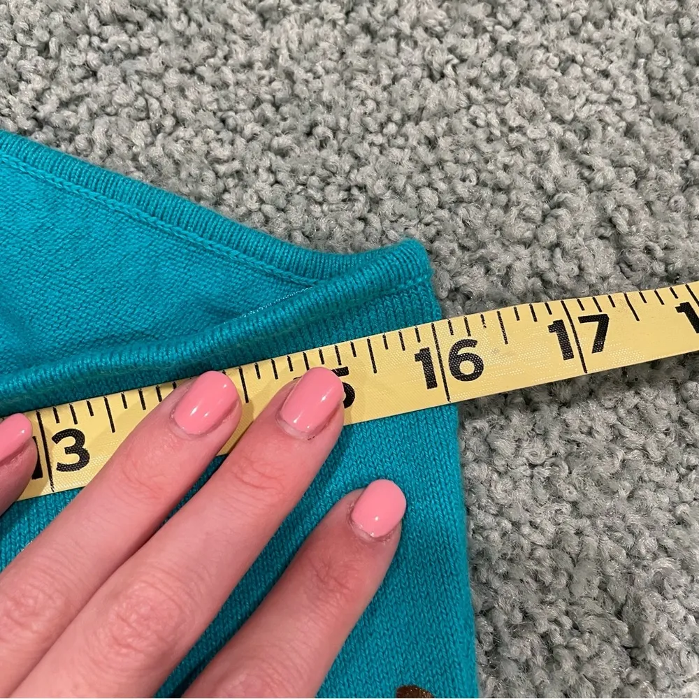 Y2K Halter Top Sz Medium Turquoise Metallic Printed Top Blue - Image 12