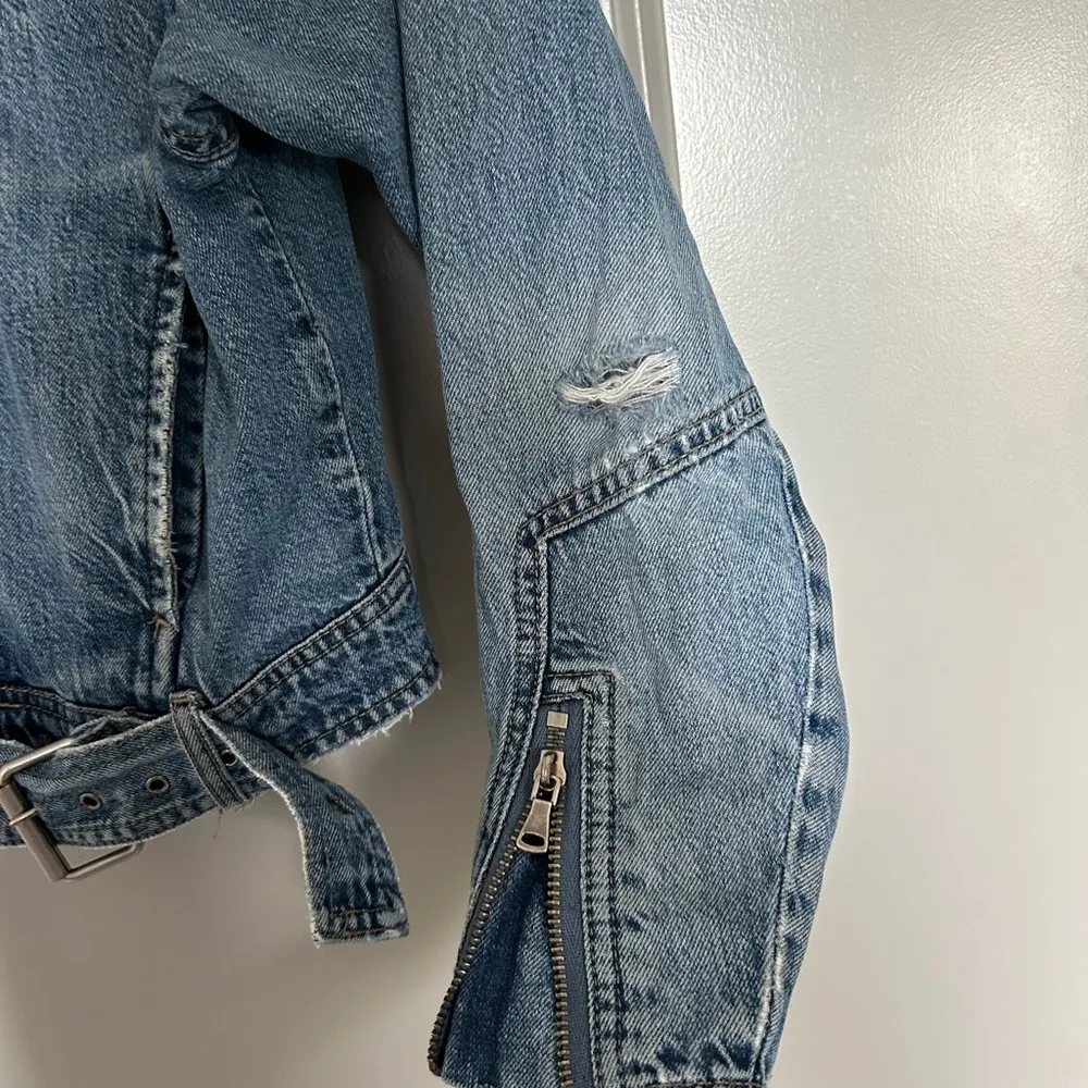 PAIGE women’s strappy denim Jacket size small - Image 3