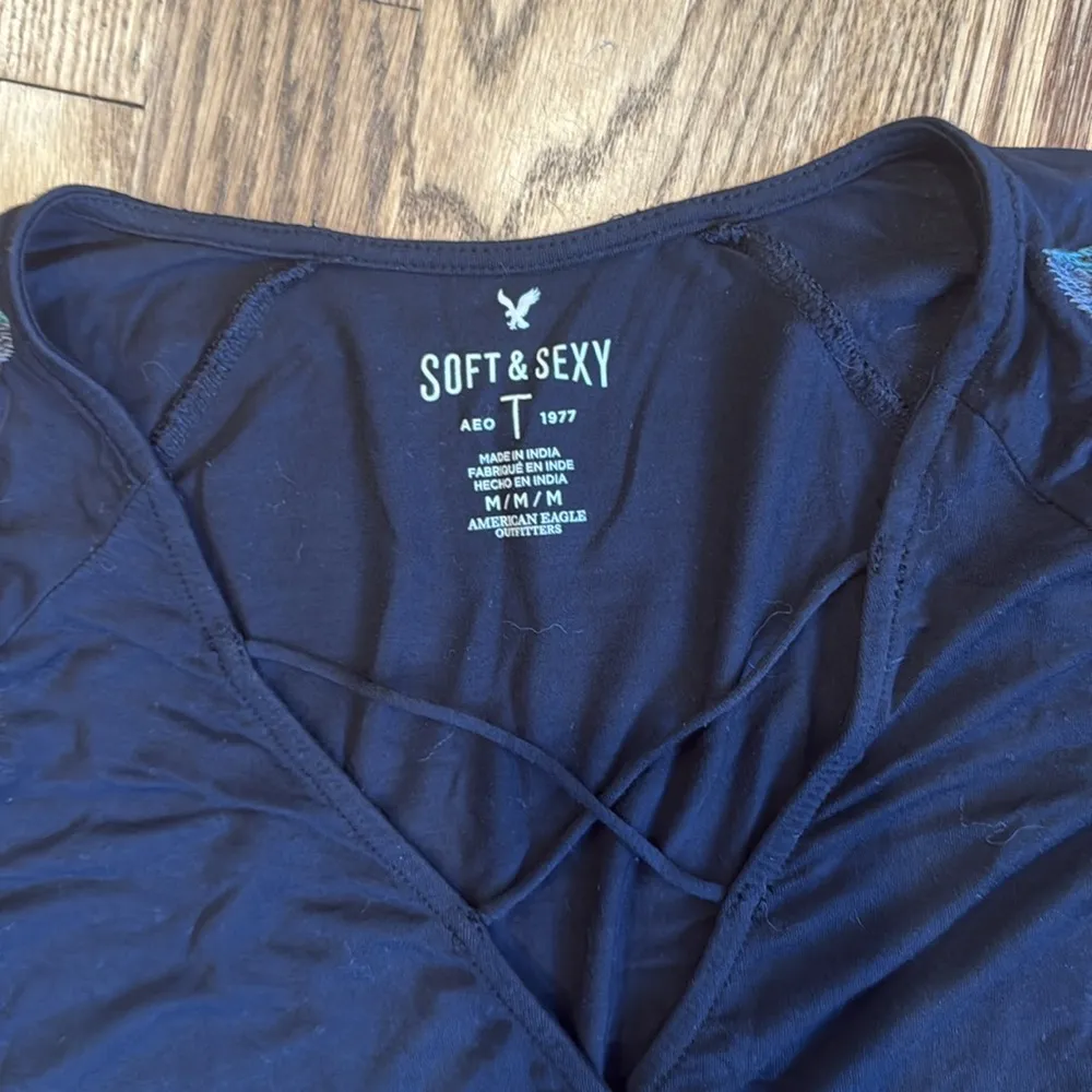 American Eagle, soft and sexy embroidered bell sleeve blouse - Image 4