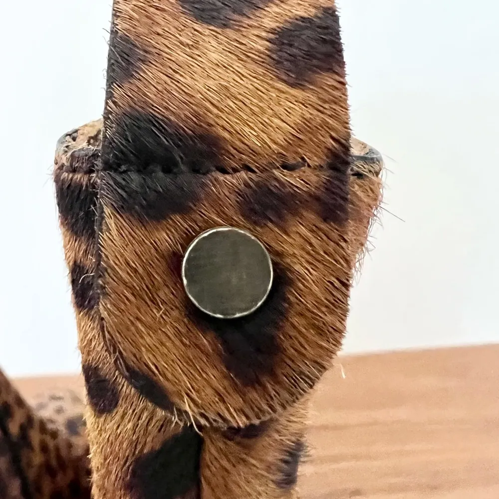 calf hair animal print brown black mid heel ankle boots 9.5 - Image 9