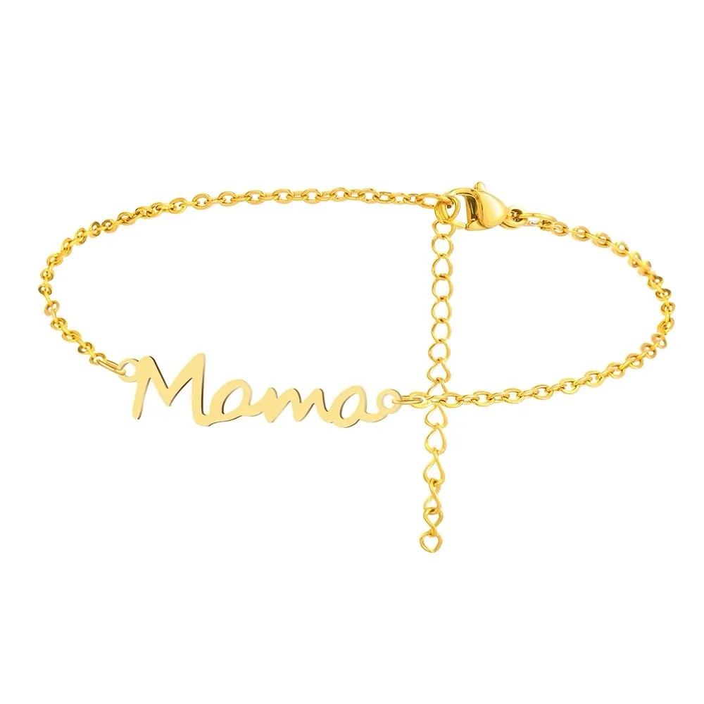 Gold Plated Stainless Steel Mama Pendant Chain Fashion bracelet NWT - Image 4
