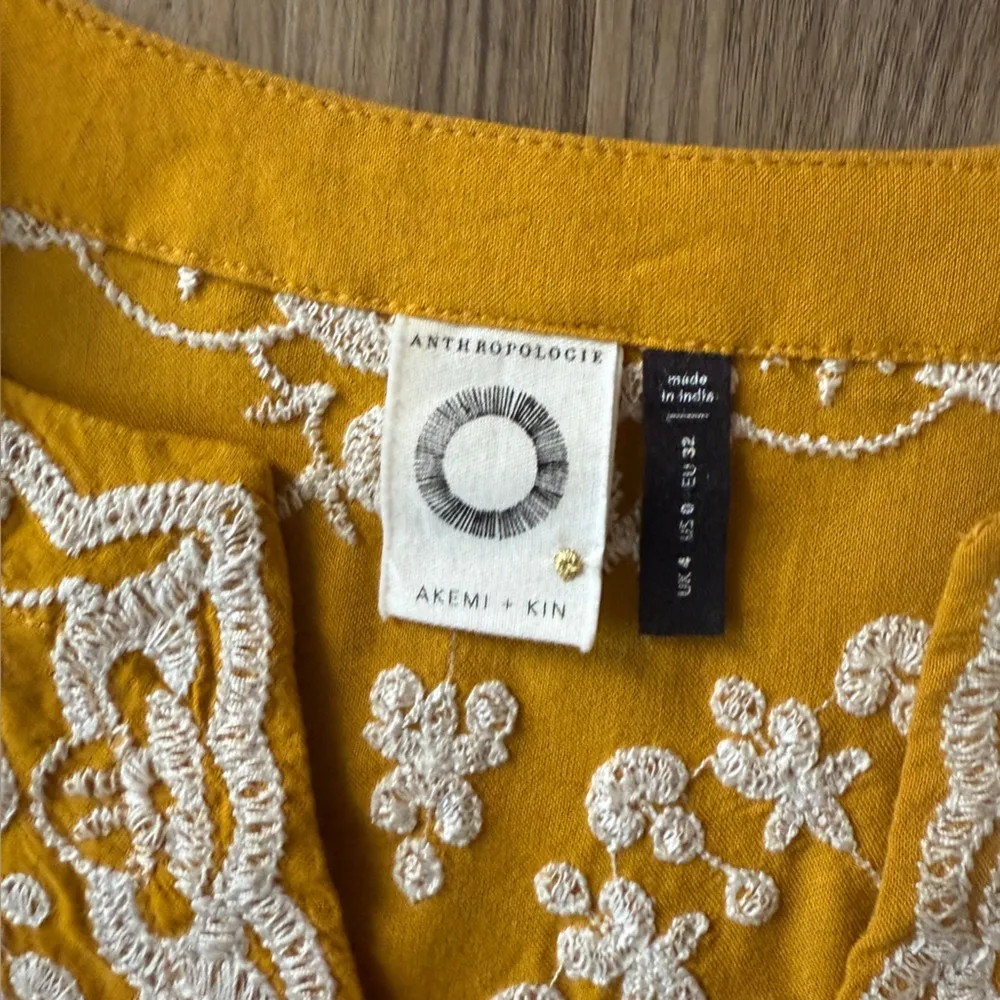 Anthropologie Akemi & Kin Yellow Embroidered Dress Size 0 - Image 5
