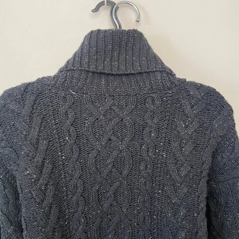 Ralph Lauren Black Chunky Knit Shawl Turtleneck Sweater Size Large - Image 6