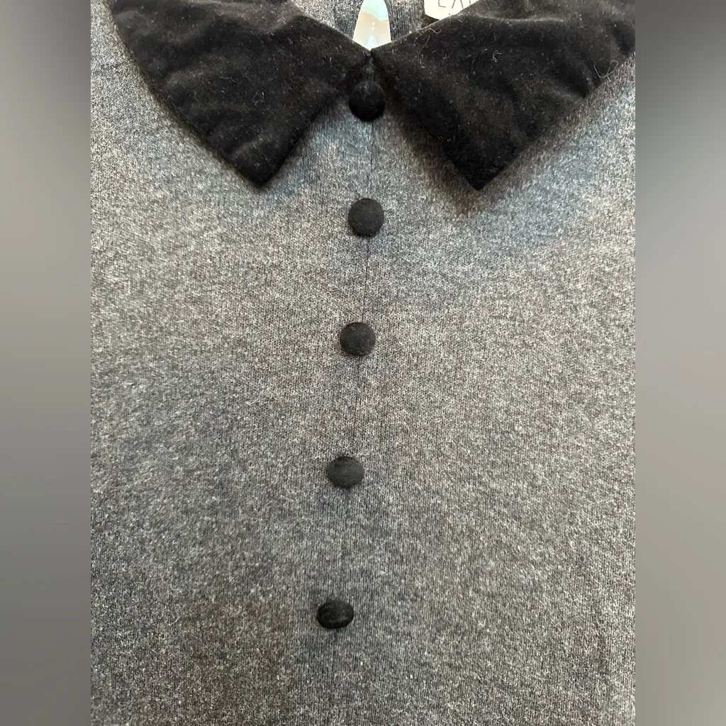 Vintage 80’s Larisa New York Retro Pinup Dress Velvet Peter Pan Collar Size L Gray Size L - Image 3