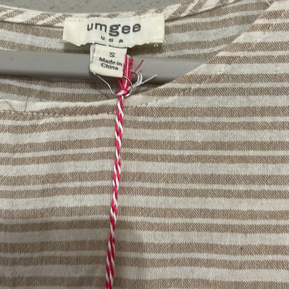 Umgee Taupe Stripe Simple Dress - Image 2