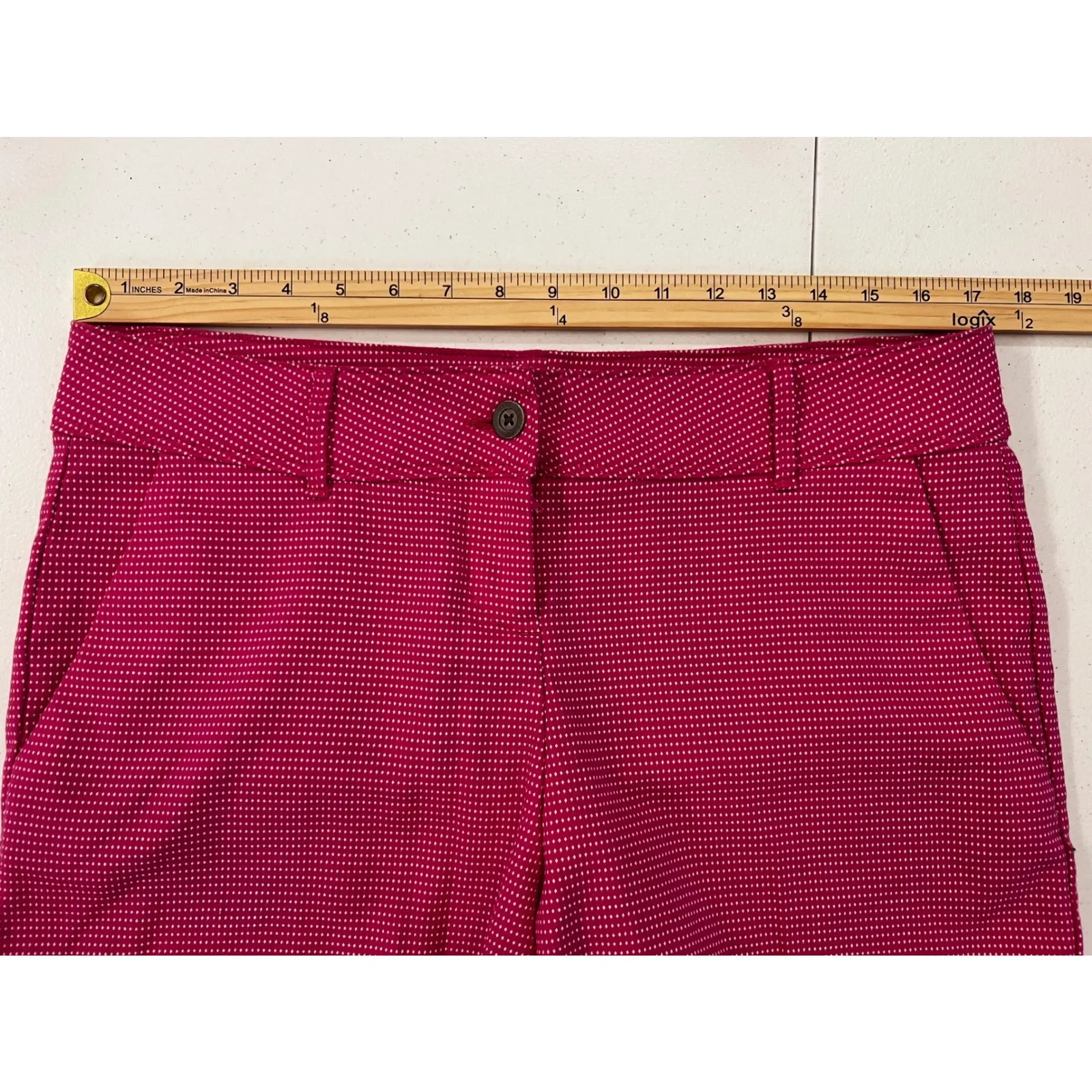 Isaac Mizrahi New York Shorts Magenta Polka‎ Dot Pockets Career Casual Size 10 - Image 4