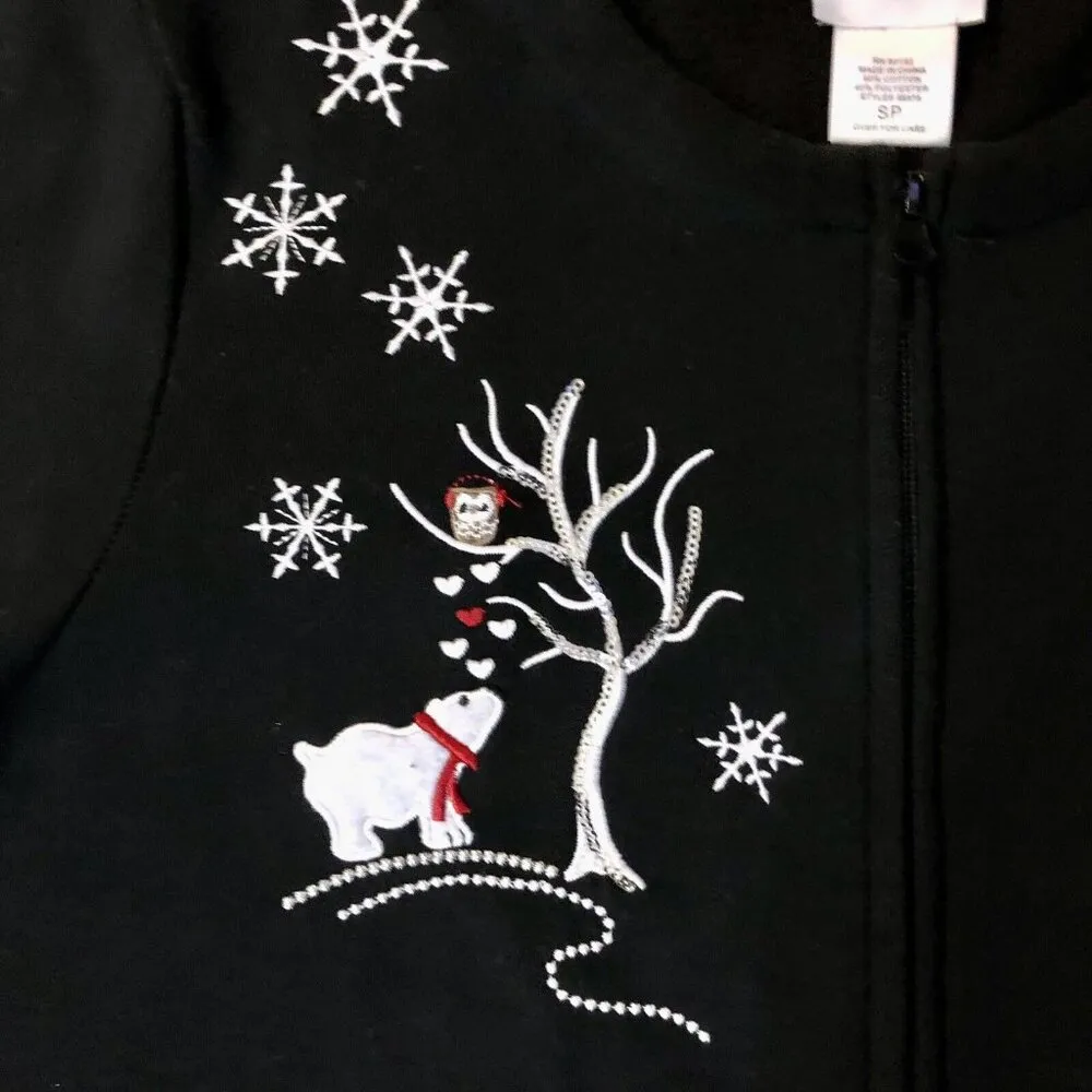 BonWorth Fleece Shirt Womens SP Petite Zip Front Holiday Used - Image 7