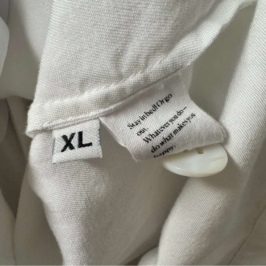 Sleeper Party Pajama Top Button Up Long Sleeve Blouse Sleepwear Bridal White XL - Image 9