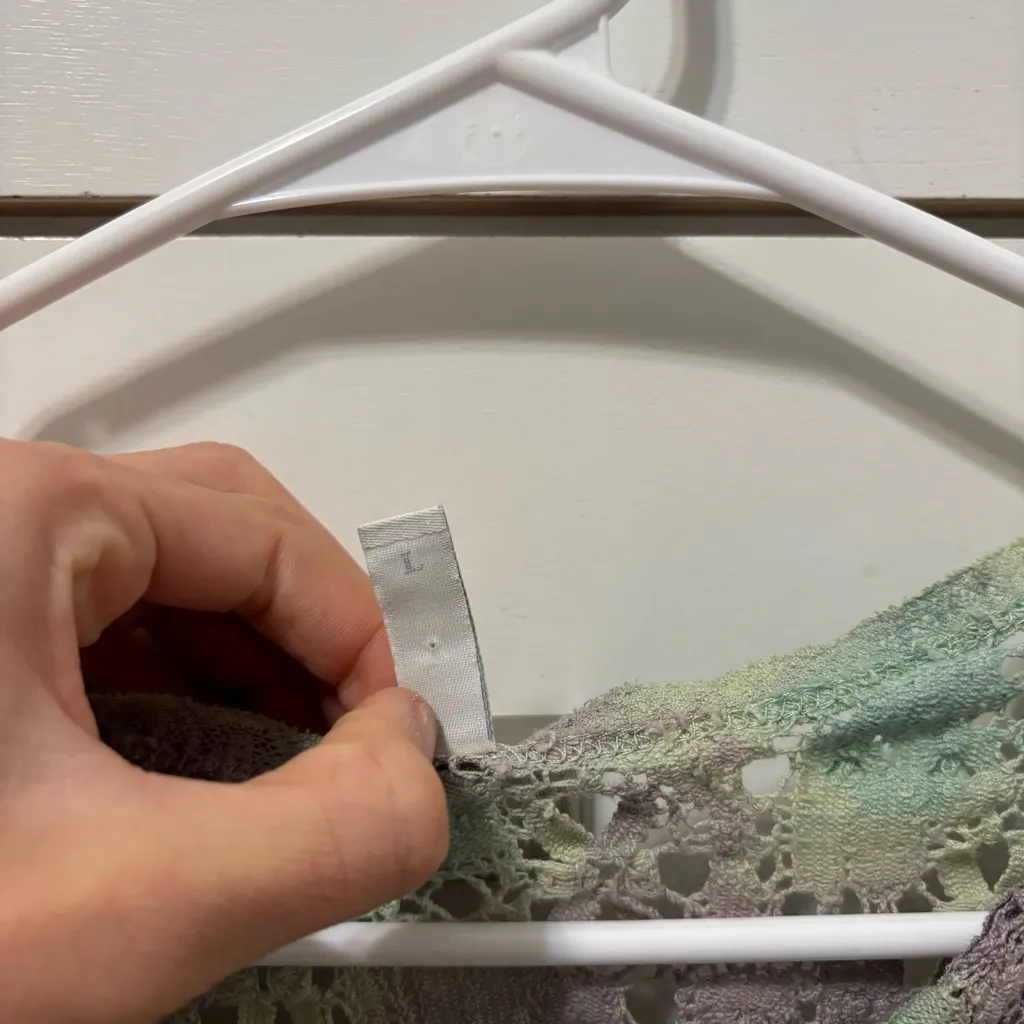 Y2K Lacey Multicolor Tie Front Sheer Top Green Size XS - Image 5