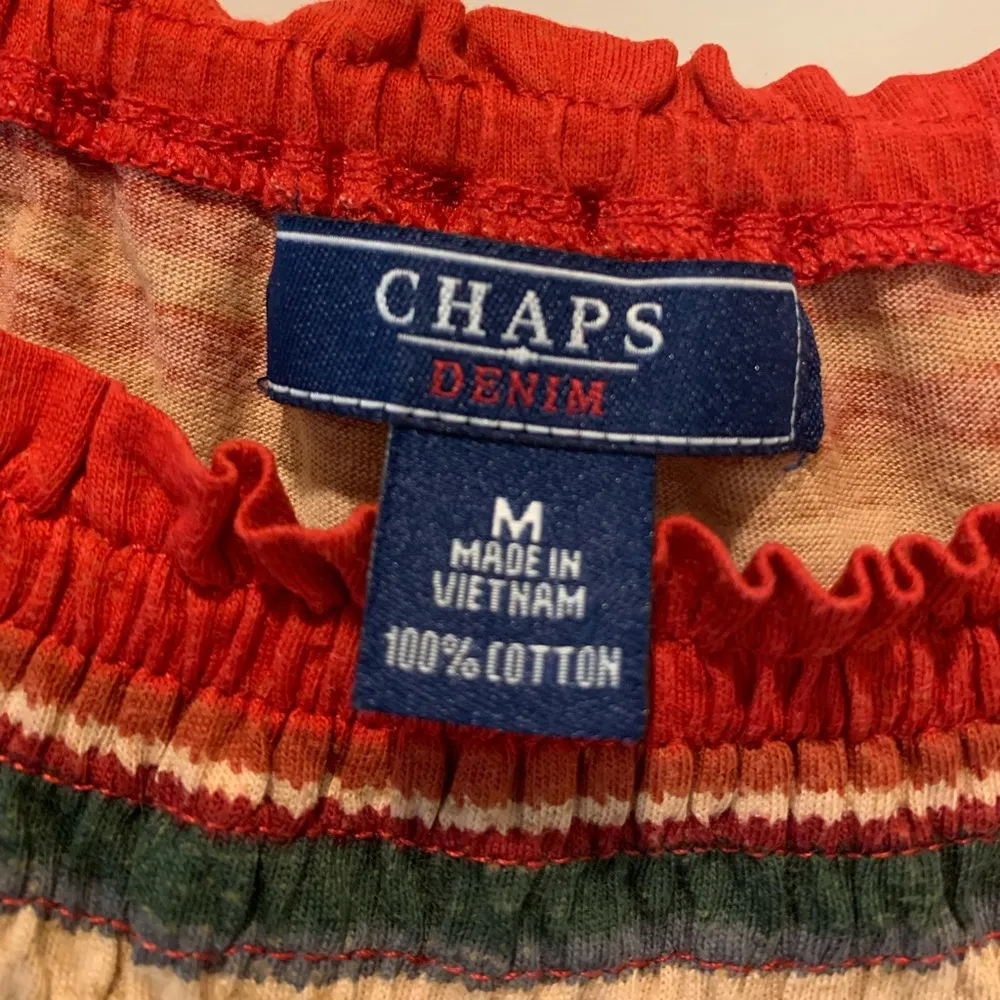 Chaps Top Cotton Shirt Womens Medium Red Green Beige Earthy Flowy - Image 7