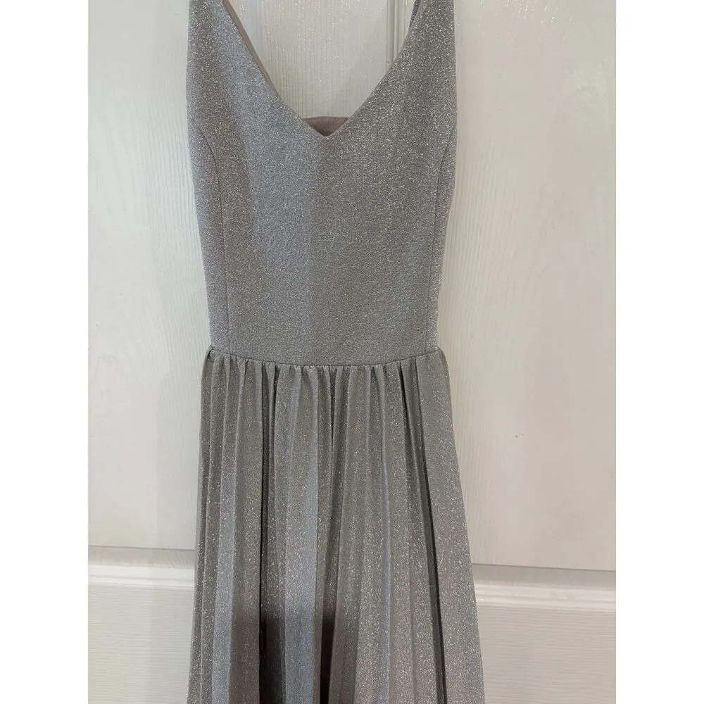Anthropologie Elevenses Lunar Pleated Midi Dress Gold Sparkle size 2 NWOT - Image 7