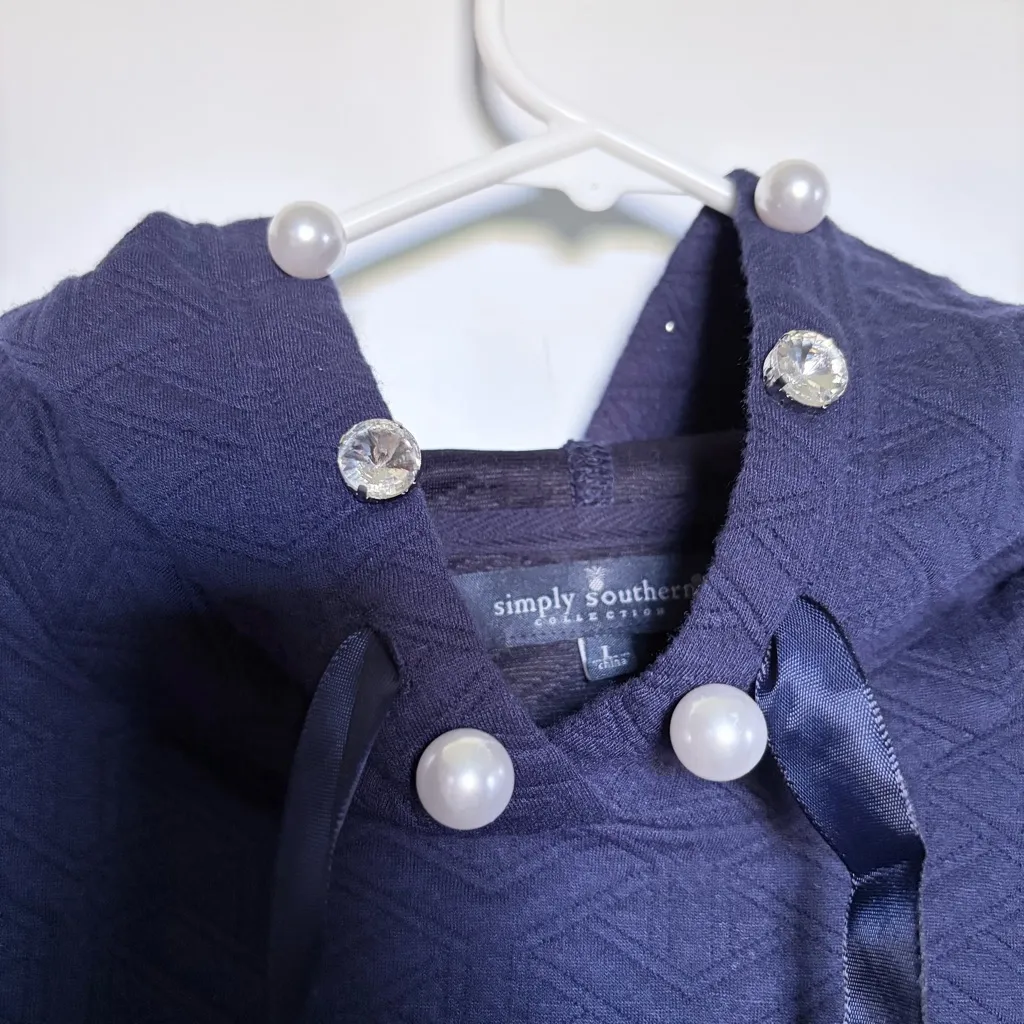 Simply Southern Navy Quilted Top with Pearl Accents - Image 4