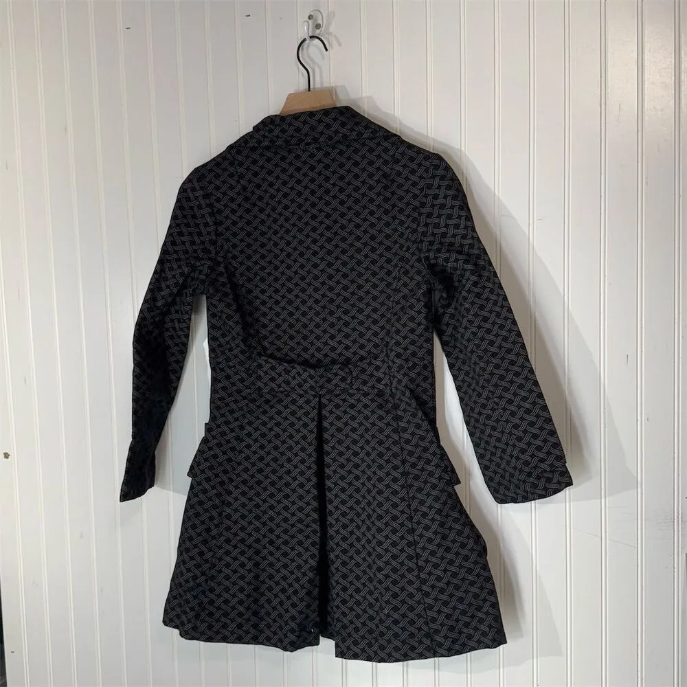 Custo Barcelona Black Patterned Cotton Coat Jacket USA 6 Eur 40 Mod Retro Style - Image 2