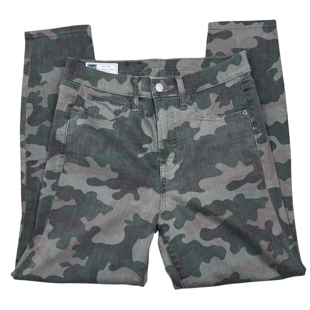 GAP Camo True Skinny Ankle High Rise Jeans Pants Size 29 8 Regular 8R Green Tan - Image 7