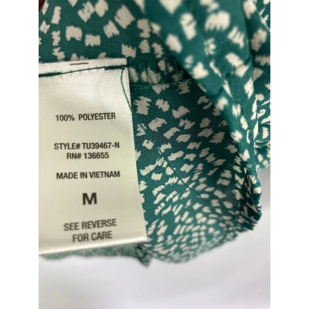 West Kei Green Patterned Blouse Size Medium - Image 3