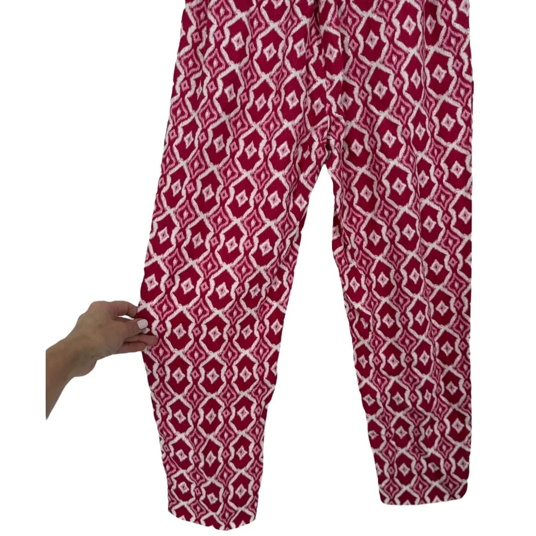 United Colors‎ of Benetton Women's Linen Pull On Printed Pants Pink Size Small - Image 9