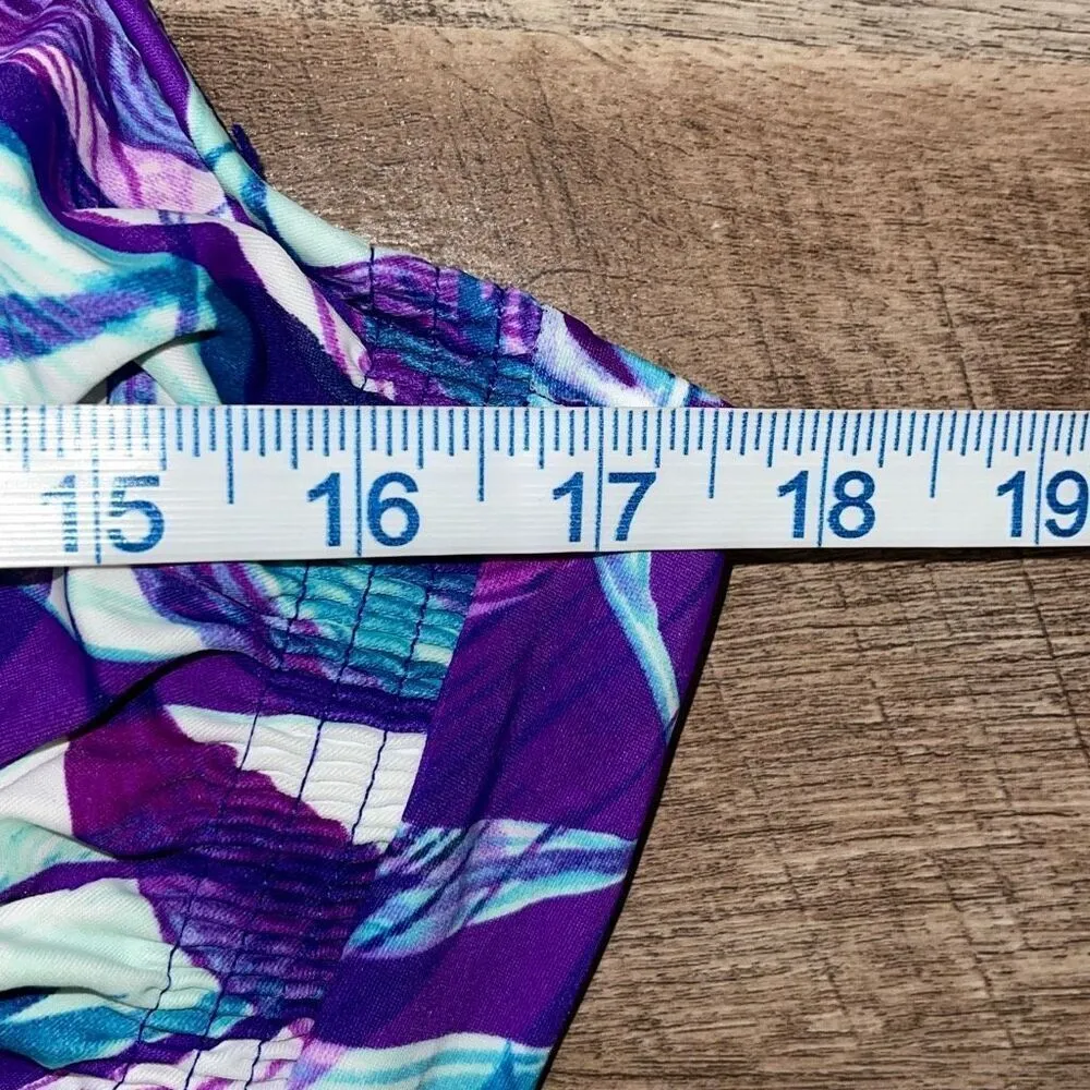 Maxine Of Hollywood Womens Ruched Front Tropical One Piece Swimsuit Purple Sz 18 - Image 8