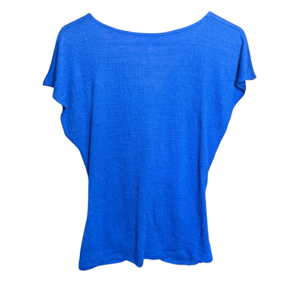 Max Studio Royal Blue Gathered V-Neck Blouse - Image 3
