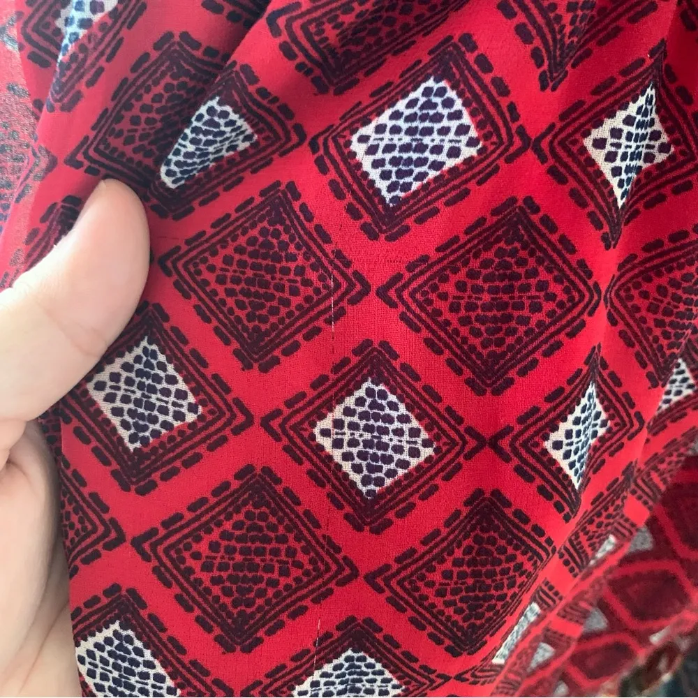 As U Wish Red Tribal Print Dress with Ruffle Hem - Image 7