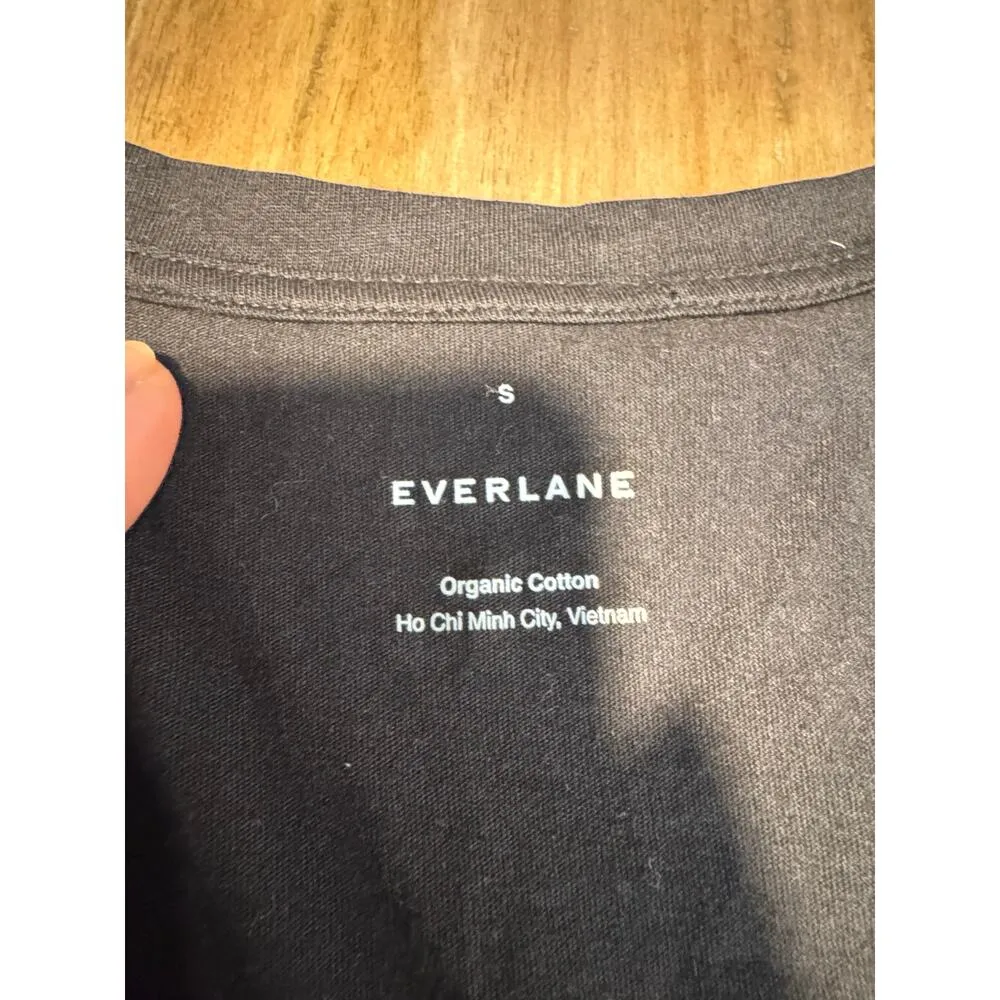 Everlane Womens Organic Cotton V-Neck Basic Black Tee SIZE S - Image 3