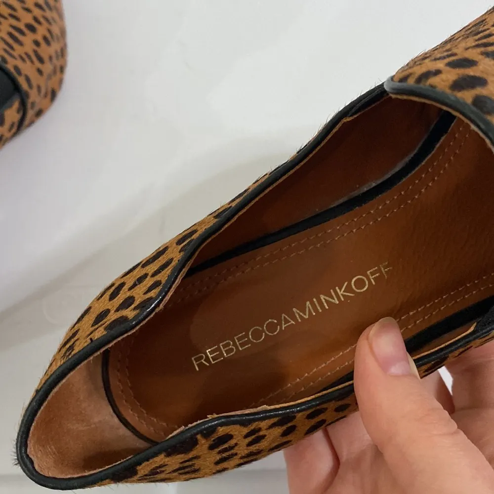 Rebecca Minkoff cheetah print calf hair smoking heeled loafers size 7 - Image 51