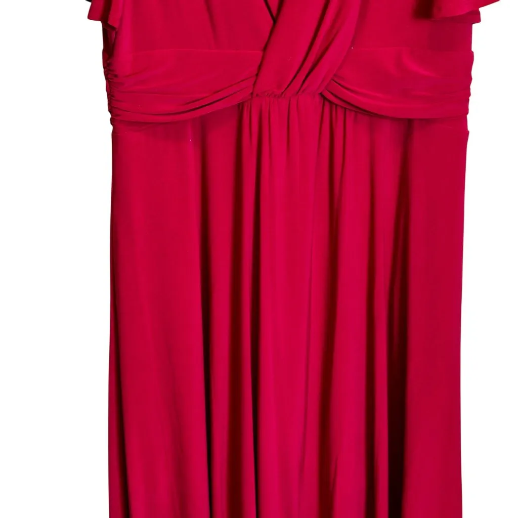 Jessica Howard Size 16 Midi Lined V-Neck Wrap Top Short Sleeve Dress Pink - Image 3