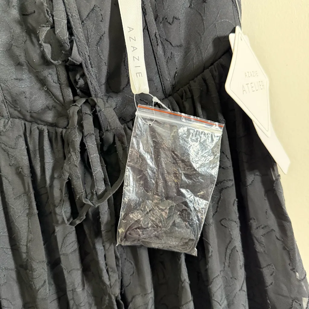 NWT Azazie Delphina Black A-Line Strapless Floral Burnout Convertible Midi Dress - Image 9