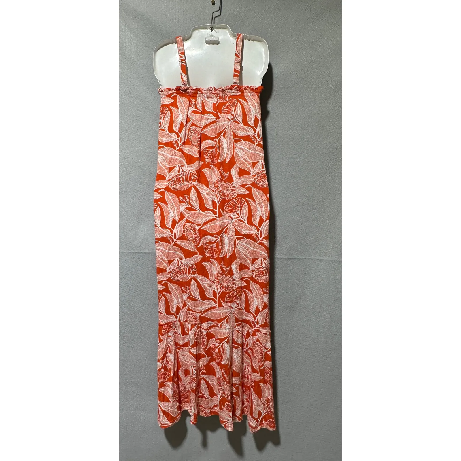 Serra Orange White Tropical Print Maxi Dress Sleeveless Summer Casual size Small - Image 4