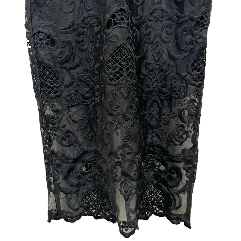 NWT Bardot Lola Black Lace Midi Slip Dress Cocktail Party Women's Size 4 | XS - Image 10