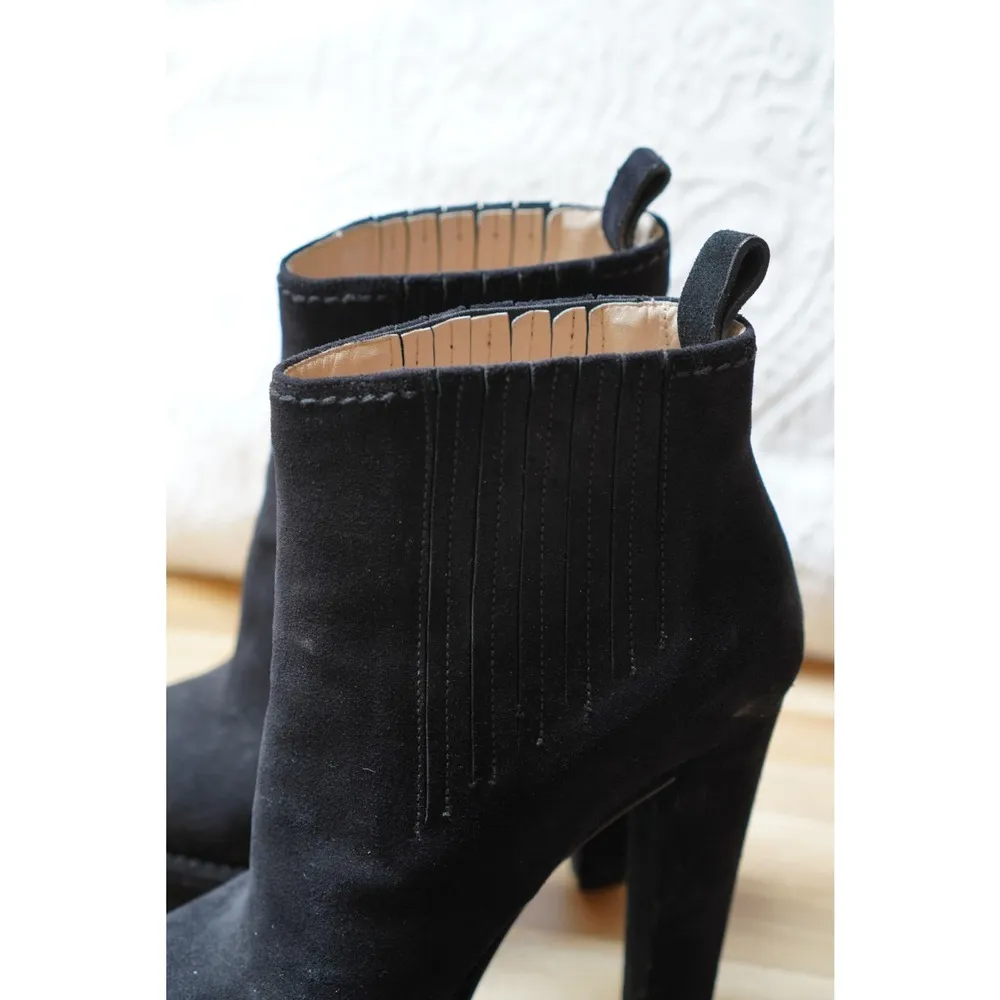Prada  Platform Black Suede Pull On Block Heel Booties Size EU 36 - Image 11