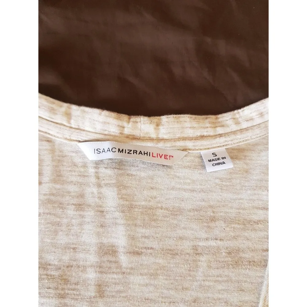 Isaac mizrahi Live Womens Blouse Size Small Beige Long Sleeve Button Space Dyed - Image 8