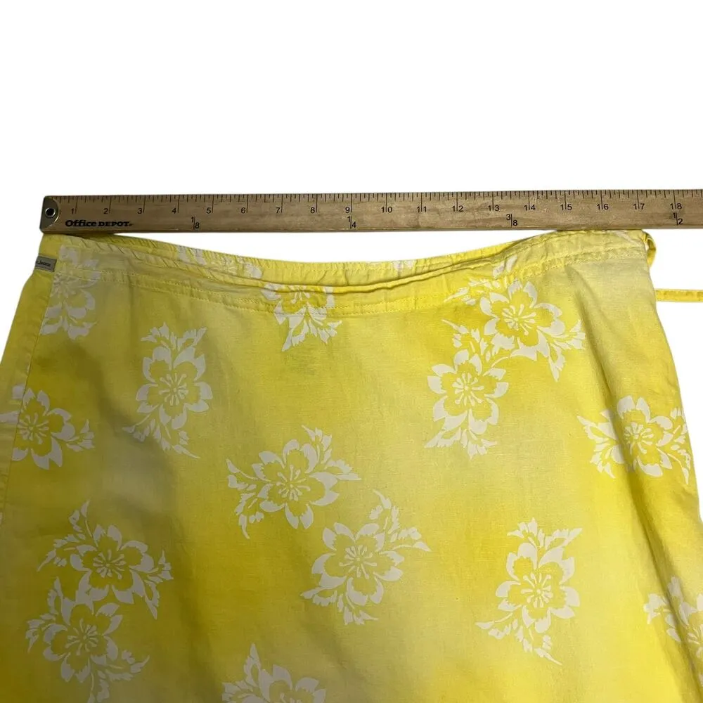 Vintage Calvin Klein Jeans Women's Yellow Floral Flax Cotton Blend Skirt Size 12 - Image 7