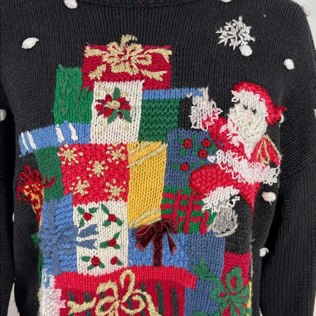 VINTAGE TIARA International Christmas Sweater Size Small Whipstitch Embroidered - Image 5
