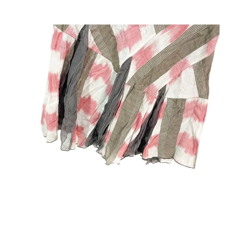 Armani Exchange 2 Pink Brown Watercolor Knee Length Skirt Pleat Hem Y2K Casual - Image 3