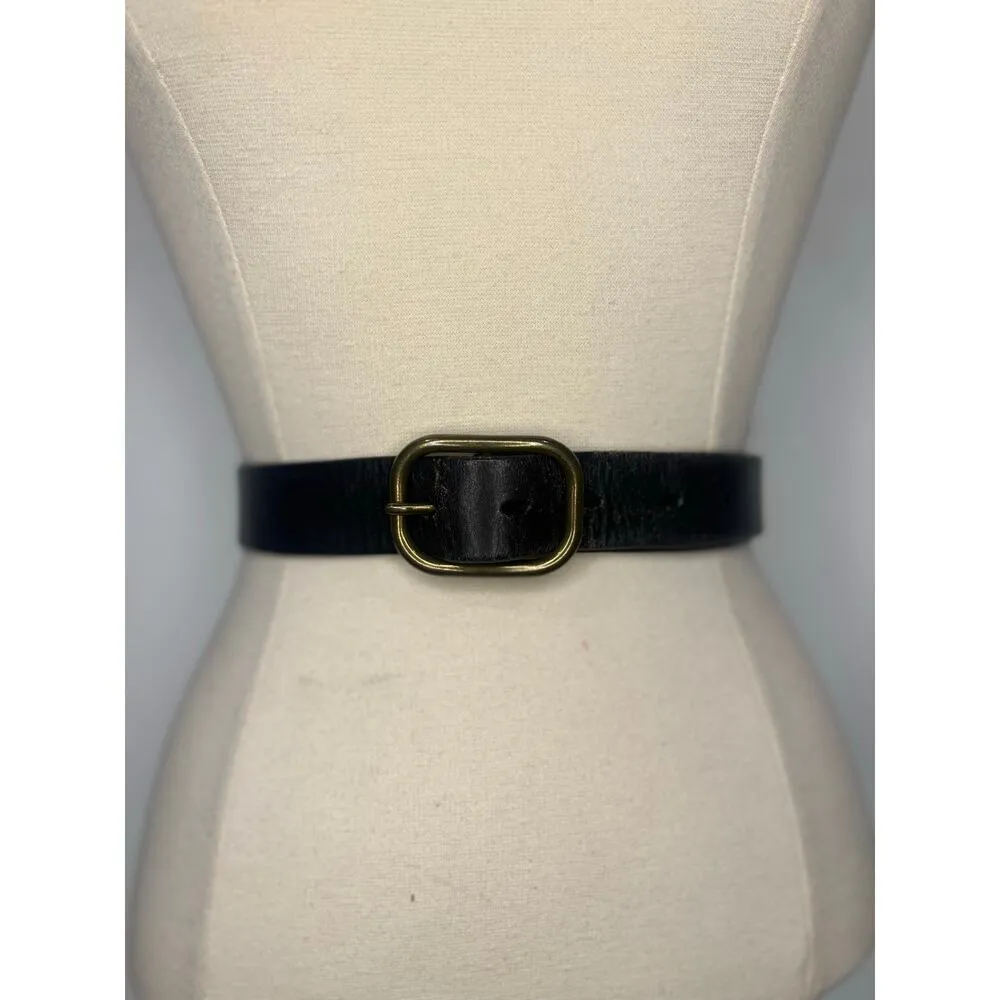 Women’s Brown Leather Belt Gold Buckle Small - Image 2